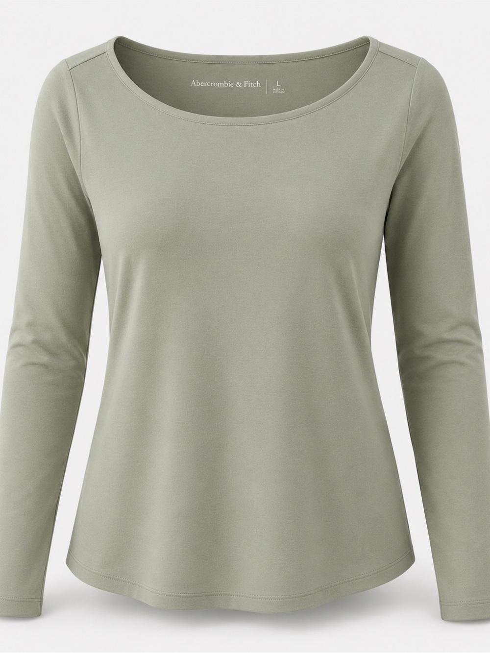 Abercrombie & Fitch Sage Green Long-Sleeve Scoop Neck Top - Picture 1 of 2